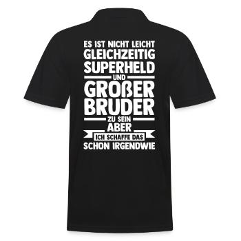 Geschwister Brüder Bruder - Männer Poloshirt - Schwarz - Hinten - Kai (181cm)