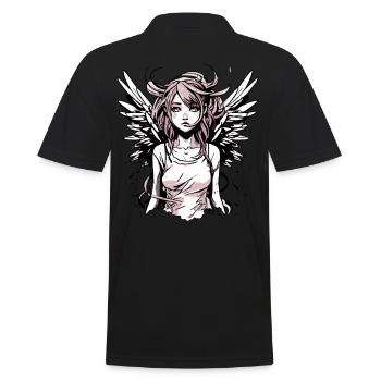 Fille ange moderne - Polo Homme - noir - Dos - Kai (181cm)