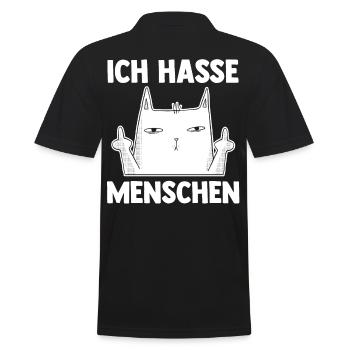 Katze Ich Hasse Menschen - Männer Poloshirt - Schwarz - Hinten - Kai (181cm)