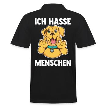 Ich Hasse Menschen Hund - Männer Poloshirt - Schwarz - Hinten - Kai (181cm)