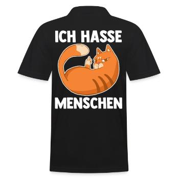 Ich Hasse Menschen Katze - Männer Poloshirt - Schwarz - Hinten - Kai (181cm)