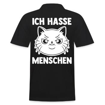 Ich Hasse Menschen Katze - Männer Poloshirt - Schwarz - Hinten - Kai (181cm)