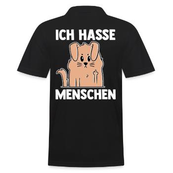 Ich Hasse Menschen Hund - Männer Poloshirt - Schwarz - Hinten - Kai (181cm)