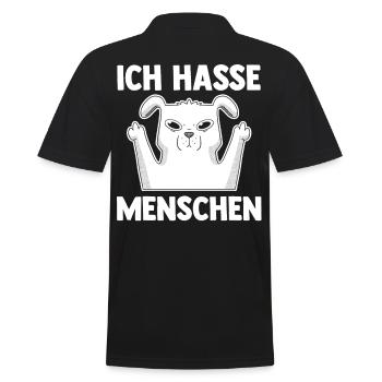 Hund Ich Hasse Menschen - Männer Poloshirt - Schwarz - Hinten - Kai (181cm)