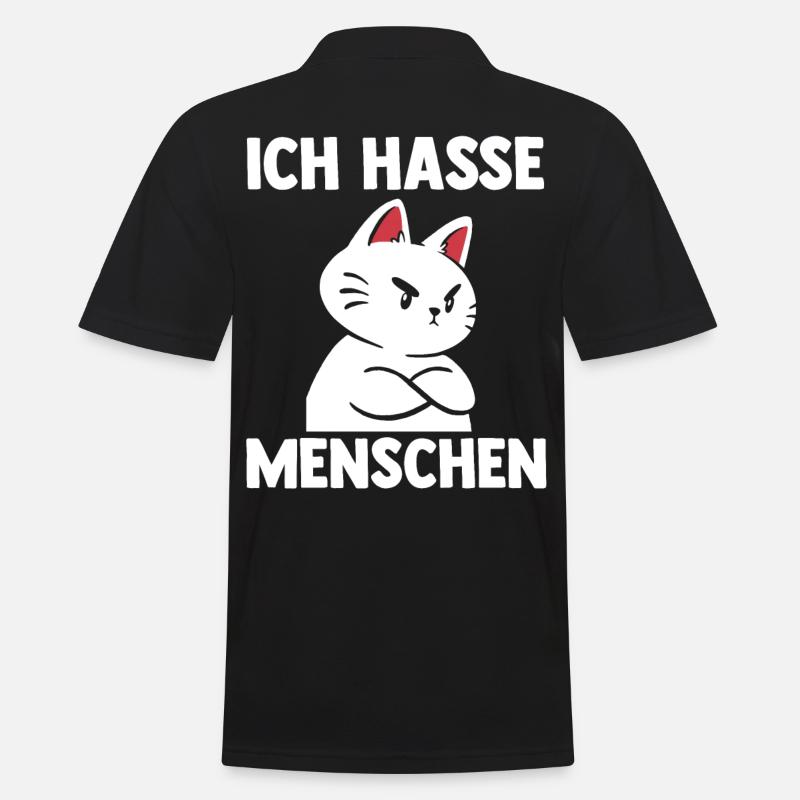 Katze Ich Hasse Menschen - Männer Poloshirt - Schwarz
