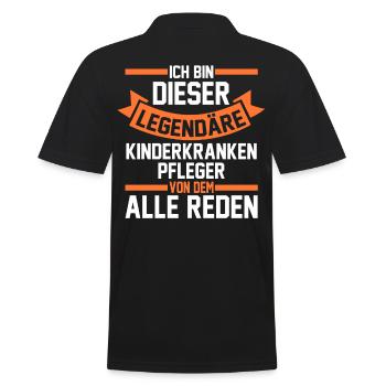 Pfleger Pflegekraft Kinderkrankenpfleger - Männer Poloshirt - Schwarz - Hinten - Kai (181cm)