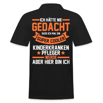Pfleger Pflegekraft Kinderkrankenpfleger - Männer Poloshirt - Schwarz - Hinten - Kai (181cm)