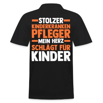 Pfleger Pflegekraft Kinderkrankenpfleger - Männer Poloshirt - Schwarz - Hinten - Kai (181cm)