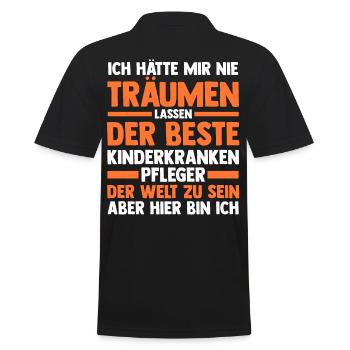 Pfleger Pflegekraft Kinderkrankenpfleger - Männer Poloshirt - Schwarz - Hinten - Kai (181cm)