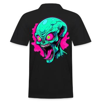 Wütende Alien-Invasion - Männer Poloshirt - Schwarz - Hinten - Kai (181cm)
