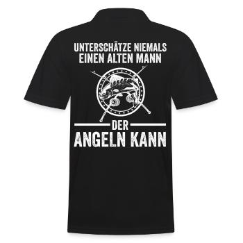 Angel Rentner Fischen Ruhestand Angeln Opa Angler - Männer Poloshirt - Schwarz - Hinten - Kai (181cm)