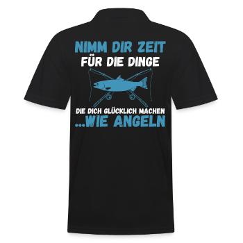 Angel Fischen Angeln Angler - Männer Poloshirt - Schwarz - Hinten - Kai (181cm)