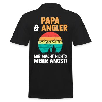 Angel Vater Papa Fischen Angeln Angler - Männer Poloshirt - Schwarz - Hinten - Kai (181cm)