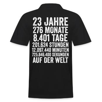 23 Jahre Dreiundzwanzigster Geburtstag - Männer Poloshirt - Schwarz - Hinten - Kai (181cm)