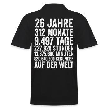 26 Jahre Sechsundzwanzigster Geburtstag - Männer Poloshirt - Schwarz - Hinten - Kai (181cm)