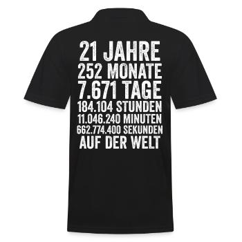 21 Jahre Einundzwanzigster Geburtstag - Männer Poloshirt - Schwarz - Hinten - Kai (181cm)