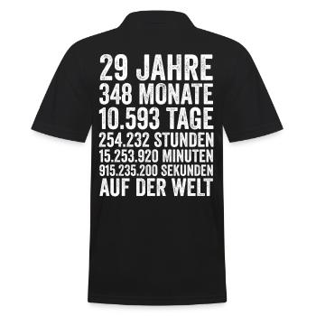 29 Jahre Neunundzwanzigster Geburtstag - Männer Poloshirt - Schwarz - Hinten - Kai (181cm)
