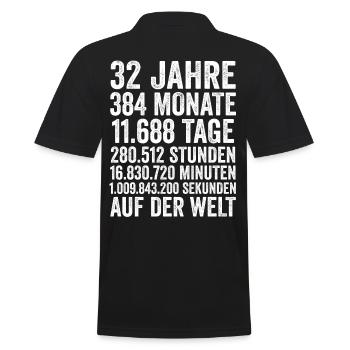 32 Jahre Zweiunddreißigster Geburtstag - Männer Poloshirt - Schwarz - Hinten - Kai (181cm)