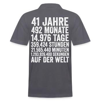 41 Jahre Einundvierzigster Geburtstag - Männer Poloshirt - Anthrazit - Hinten - Nico (186cm)