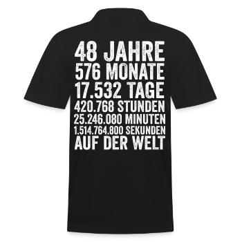 48 Jahre Achtundvierzigster Geburtstag - Männer Poloshirt - Schwarz - Hinten - Kai (181cm)