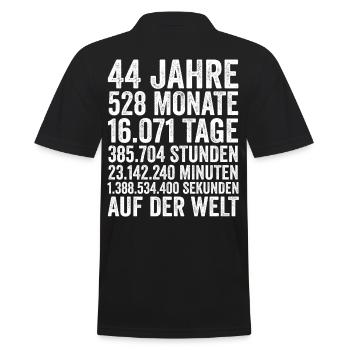 44 Jahre Vierundvierzigster Geburtstag - Männer Poloshirt - Schwarz - Hinten - Kai (181cm)