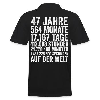 47 Jahre Siebenundvierzigster Geburtstag - Männer Poloshirt - Schwarz - Hinten - Kai (181cm)