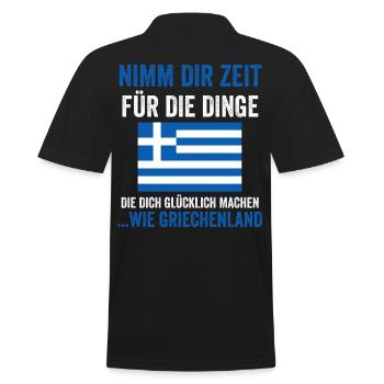 Griechen Grieche Griechenland - Männer Poloshirt - Schwarz - Hinten - Kai (181cm)