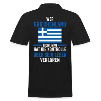 Griechen Grieche Griechenland - Männer Poloshirt - Schwarz - Hinten - Kai (181cm)