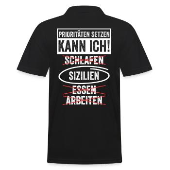 Siz+J44:J72ilianer Sizilianisch Sizilien - Männer Poloshirt - Schwarz - Hinten - Kai (181cm)