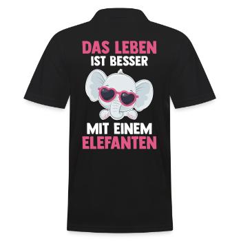 Elefant Elefanten - Männer Poloshirt - Schwarz - Hinten - Kai (181cm)