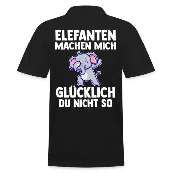 Elefant Elefanten - Männer Poloshirt - Schwarz - Hinten - Kai (181cm)