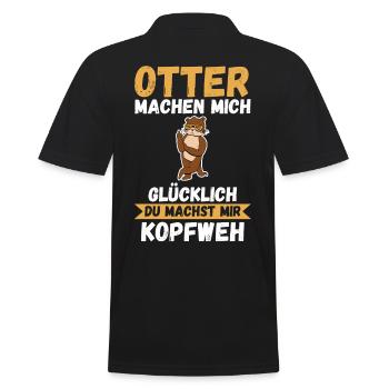Seeotter Fischotter Otter - Männer Poloshirt - Schwarz - Hinten - Kai (181cm)