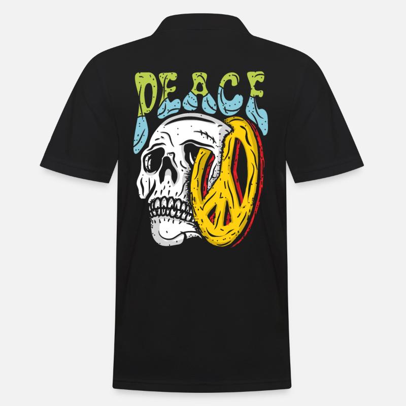 Peace Skull - Männer Poloshirt - Schwarz