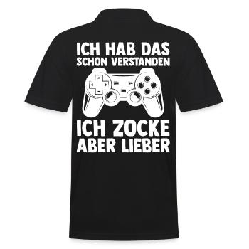 Zocker Zocken Gamer - Männer Poloshirt - Schwarz - Hinten - Kai (181cm)