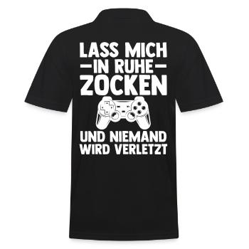 Zocker Zocken Gamer - Männer Poloshirt - Schwarz - Hinten - Kai (181cm)