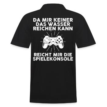 Zocker Zocken Gamer - Männer Poloshirt - Schwarz - Hinten - Kai (181cm)