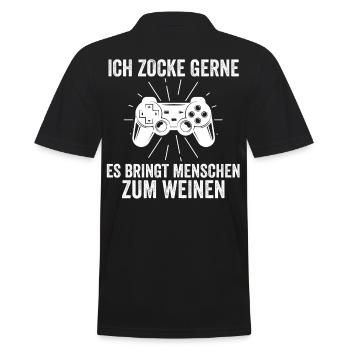 Zocker Zocken Gamer - Männer Poloshirt - Schwarz - Hinten - Kai (181cm)