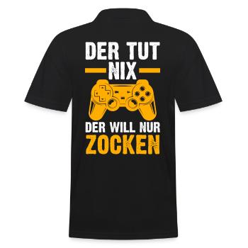 Zocker Zocken Gamer - Männer Poloshirt - Schwarz - Hinten - Kai (181cm)