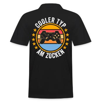 Zocker Zocken Gamer - Männer Poloshirt - Schwarz - Hinten - Kai (181cm)