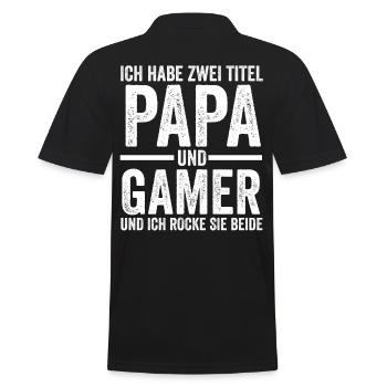 Zocker Zocken Vater Papa Gamer - Männer Poloshirt - Schwarz - Hinten - Kai (181cm)