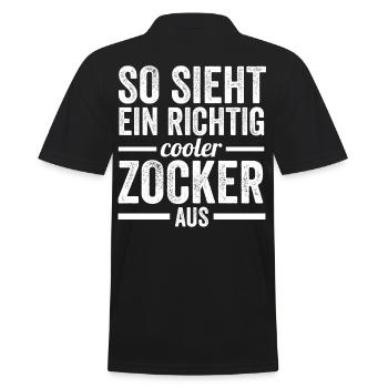 Zocker Zocken Gamer - Männer Poloshirt - Schwarz - Hinten - Kai (181cm)