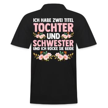 Ich Habe Zwei Titel Tochter Und Schwester - Männer Poloshirt - Schwarz - Hinten - Kai (181cm)