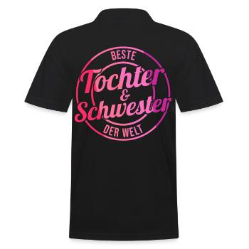 Tochter Schwester - Männer Poloshirt - Schwarz - Hinten - Kai (181cm)
