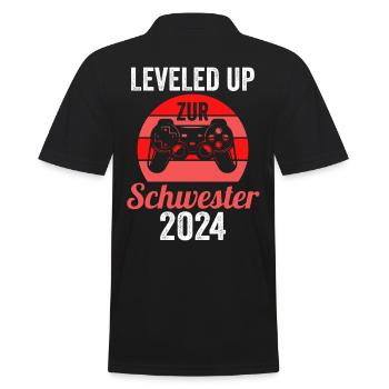 Werdende Schwester 2024 - Männer Poloshirt - Schwarz - Hinten - Kai (181cm)