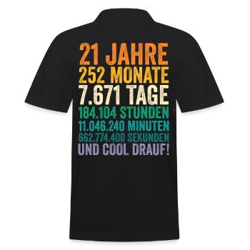 21 Jahre Einundzwanzigster Geburtstag - Männer Poloshirt - Schwarz - Hinten - Kai (181cm)