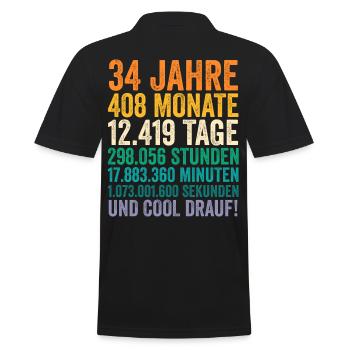 34 Jahre Vierunddreißigster Geburtstag - Männer Poloshirt - Schwarz - Hinten - Kai (181cm)