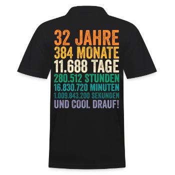 32 Jahre Zweiunddreißigster Geburtstag - Männer Poloshirt - Schwarz - Hinten - Kai (181cm)