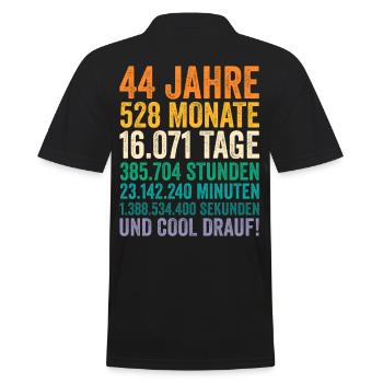 44 Jahre Vierundvierzigster Geburtstag - Männer Poloshirt - Schwarz - Hinten - Kai (181cm)