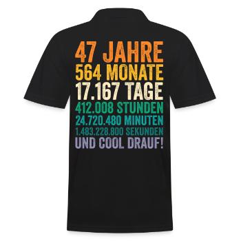 47 Jahre Siebenundvierzigster Geburtstag - Männer Poloshirt - Schwarz - Hinten - Kai (181cm)