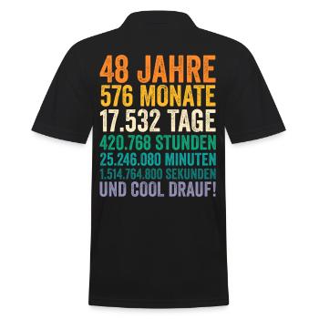 48 Jahre Achtundvierzigster Geburtstag - Männer Poloshirt - Schwarz - Hinten - Kai (181cm)